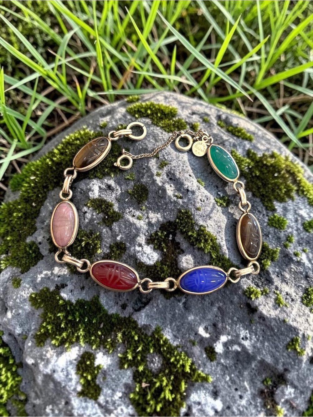 Bojar 1/20 12k Gold Filled Multi-Stone Scarab Bracelet